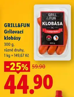 Lidl GRILL&FUN Grilovací klobásy nabídka