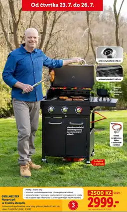Lidl GRILLMEISTER Plynový gril se 3 hořáky Memphis nabídka