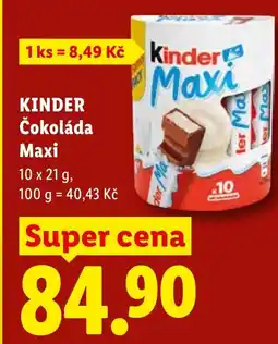 Lidl KINDER Čokoláda Maxi nabídka