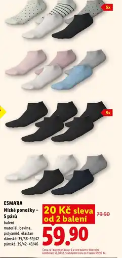 Lidl ESMARA Nízké ponožky 5 párů nabídka