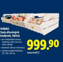 Lidl HABAU Sada dřevěných bedýnek, 3dílná nabídka