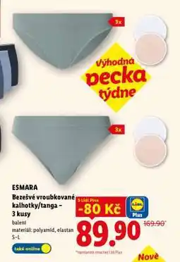 Lidl ESMARA Bezešvé vroubkované kalhotky/tanga – 3 kusy nabídka