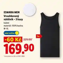 Lidl ESMARA MEN Vroubkovaný nátělník – 3 kusy nabídka