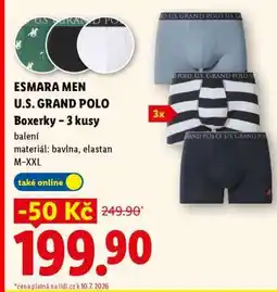 Lidl esmara Men U.S. Grand Polo boxerky – 3 kusy nabídka