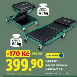 Lidl Parkside Kovové dílenské lehátko 2 v 1 nabídka