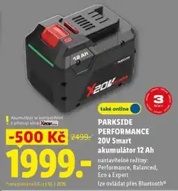 Lidl PARKSIDE PERFORMANCE 20V Smart akumulátor 12 Ah nabídka