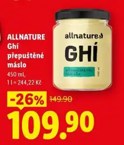 Lidl Allnature Ghí přepuštěné máslo nabídka