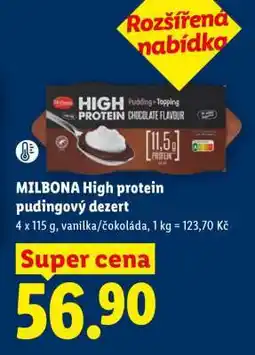 Lidl MILBONA High protein pudingový dezert nabídka