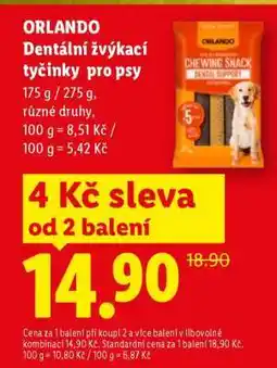 Lidl ORLANDO Dentální žvýkací tyčinky pro psy nabídka