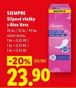 Lidl SIEMPRE SLIPOVÉ VLOŽKY S ALOE VERA nabídka