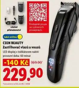 Lidl CIEN BEAUTY ZASTŘIHOVAČ VLASŮ A VOUSŮ nabídka