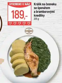 Globus Králík na česneku se špenátem a bramborovými knedlíky nabídka