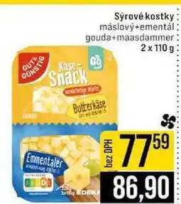 Jip Sýrové kostky máslový+ementál gouda+maasdammer 2x 110 g nabídka