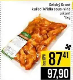 Jip Selský Grunt kuřecí křídla sous-vide nabídka