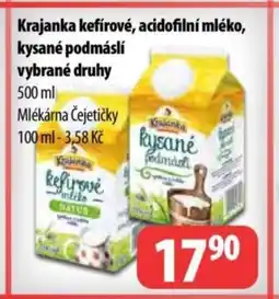 Partner Maloobchodní síť Krajanka kefírové, acidofilní mléko, kysané podmáslí vybrané druhy nabídka