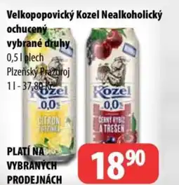 Partner Maloobchodní síť Velkopopovický Kozel Nealkoholický ochucený vybrané druhy nabídka