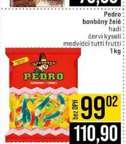 Jip Pedro bonbóny želė hadi červi kyseli medvídci tutti frutti nabídka