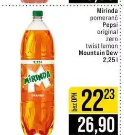 Jip Mirinda pomeranč Pepsi original zero twist lemon Mountain Dew nabídka