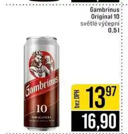 Jip Gambrinus Original 10 světlé výčepní nabídka