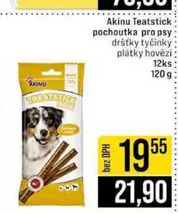 Jip Akinu Teatstick pochoutka pro psy dršťky tyčinky plátky hovězí 12ks nabídka