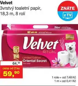 Ráj drogerie Velvet 3vrstvý toaletní papír, 8 rolí nabídka
