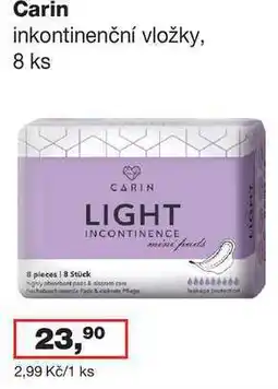 Ráj drogerie Carin inkontinenční vložky, 8 ks nabídka