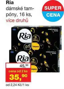 Ráj drogerie Ria dámské tampóny, 16 ks více druhů nabídka