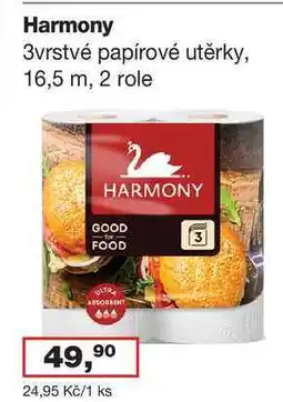 Ráj drogerie Harmony 3vrstvé papírové utěrky, 2 role nabídka