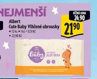 Albert Albert Cute Baby Vlhčené ubrousky 72 ks nabídka