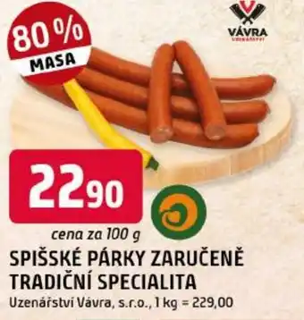Trefa Spišské párky zaručeně tradiční specialita nabídka