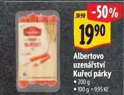 Albert Albertovo uzenářství Kuřecí párky nabídka