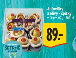Albert Ančovičky a olivy - špízky nabídka