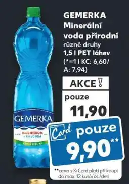 Kaufland GEMERKA Minerální voda přírodní nabídka