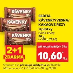 Kaufland SEDITA KÁVENKY/VESNA/KAKAOVÉ ŘEZY Oplatky nabídka