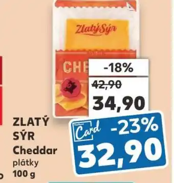 Kaufland Zlatý Sýr Cheddar plátky 100 g nabídka