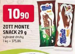 Trefa Zott monte snack nabídka