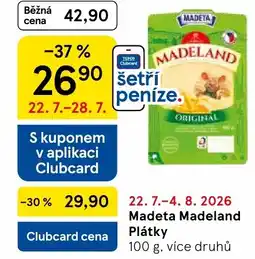 Tesco Madeta Madeland Plátky nabídka