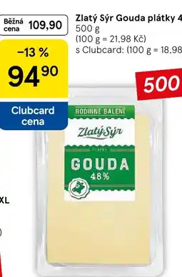 Tesco Zlatý sýr Gouda plátky 48% nabídka