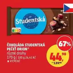 Penny Market ČOKOLÁDA STUDENTSKÁ PEČEŤ ORION různé druhy nabídka