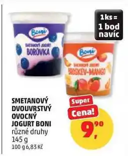 Penny Market SMETANOVÝ DVOUVRSTVÝ OVOCNÝ JOGURT BONI různé druhy nabídka