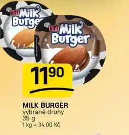 Flop MILK BURGER vybrané druhy nabídka
