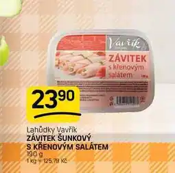 Flop Lahůdky Vavřík ZÁVITEK ŠUNKOVÝ S KŘENOVÝM SALÁTEM nabídka