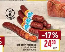 Billa Balaton klobása nabídka