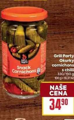 Billa Grill Party Okurky cornichons s chilli 330/190 g nabídka