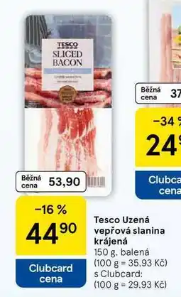 Tesco Tesco Uzená vepřová slanina krájená, 150 g, balená nabídka