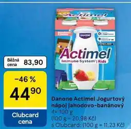Tesco Danone Actimel Jogurtový nápoj jahodovo-banánový, 4× nabídka