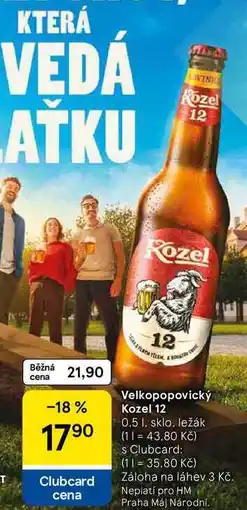 Tesco Velkopopovický Kozel 12, 0.5 l, sklo, ležák nabídka
