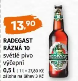 Terno Radegast rázná 10 světlé pivo výčepní nabídka