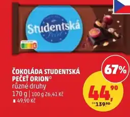 Penny Market Čokoláda studentská pečeť orion nabídka