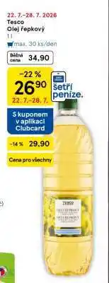 Tesco Tesco Olej řepkový 1l nabídka